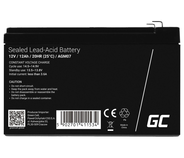 Green Cell Akumulator AGM  12V 12Ah - 547920 - zdjęcie 2